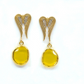Yellow Catseye Handmade Gold Earrings