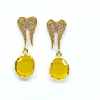 Yellow Catseye Handmade Gold Earrings
