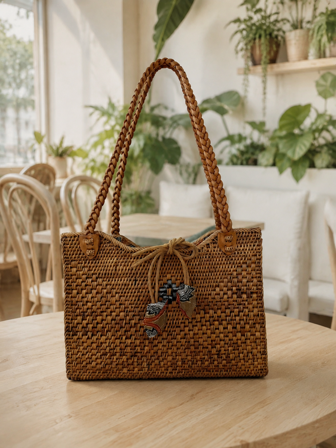 Handwoven Tote - Diamond Motif - Honey