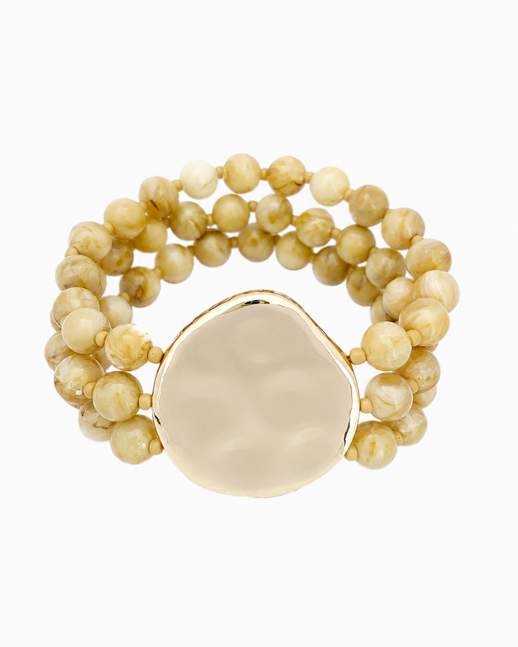 Organic Pebble Marbled Bead Stretch Bracelet - Light Brown