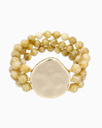 Organic Pebble Marbled Bead Stretch Bracelet - Light Brown
