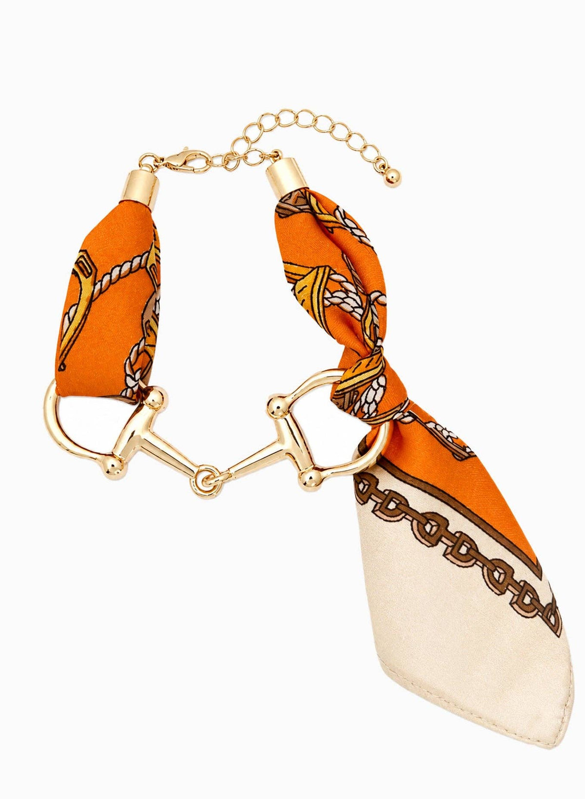 Equestrian Scarf Horsebit Bracelet - Orange