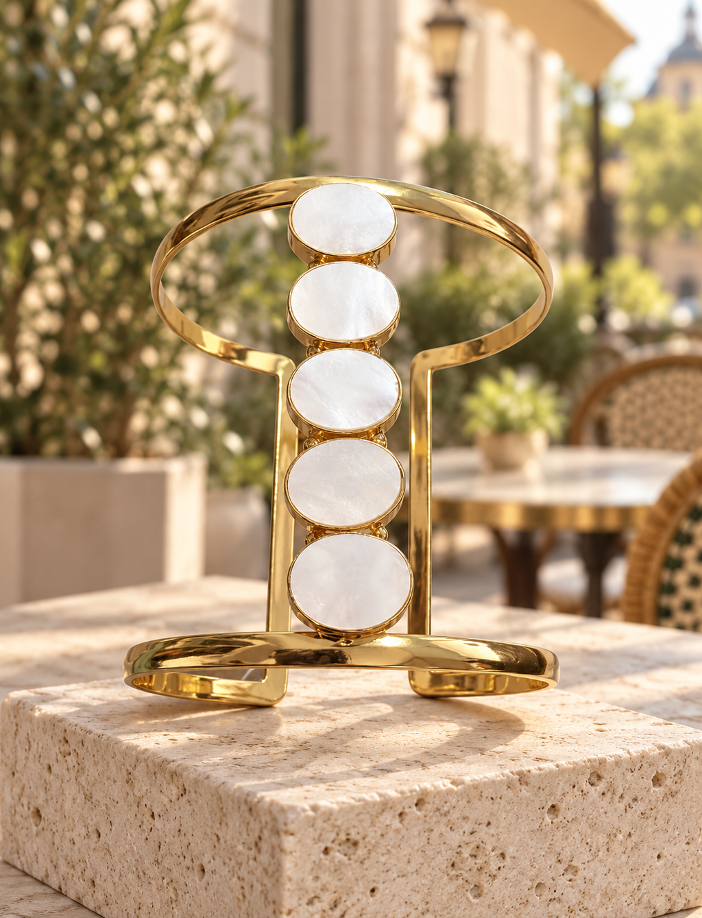 Sculptural Mother-of-Pearl Cuff Bracelet