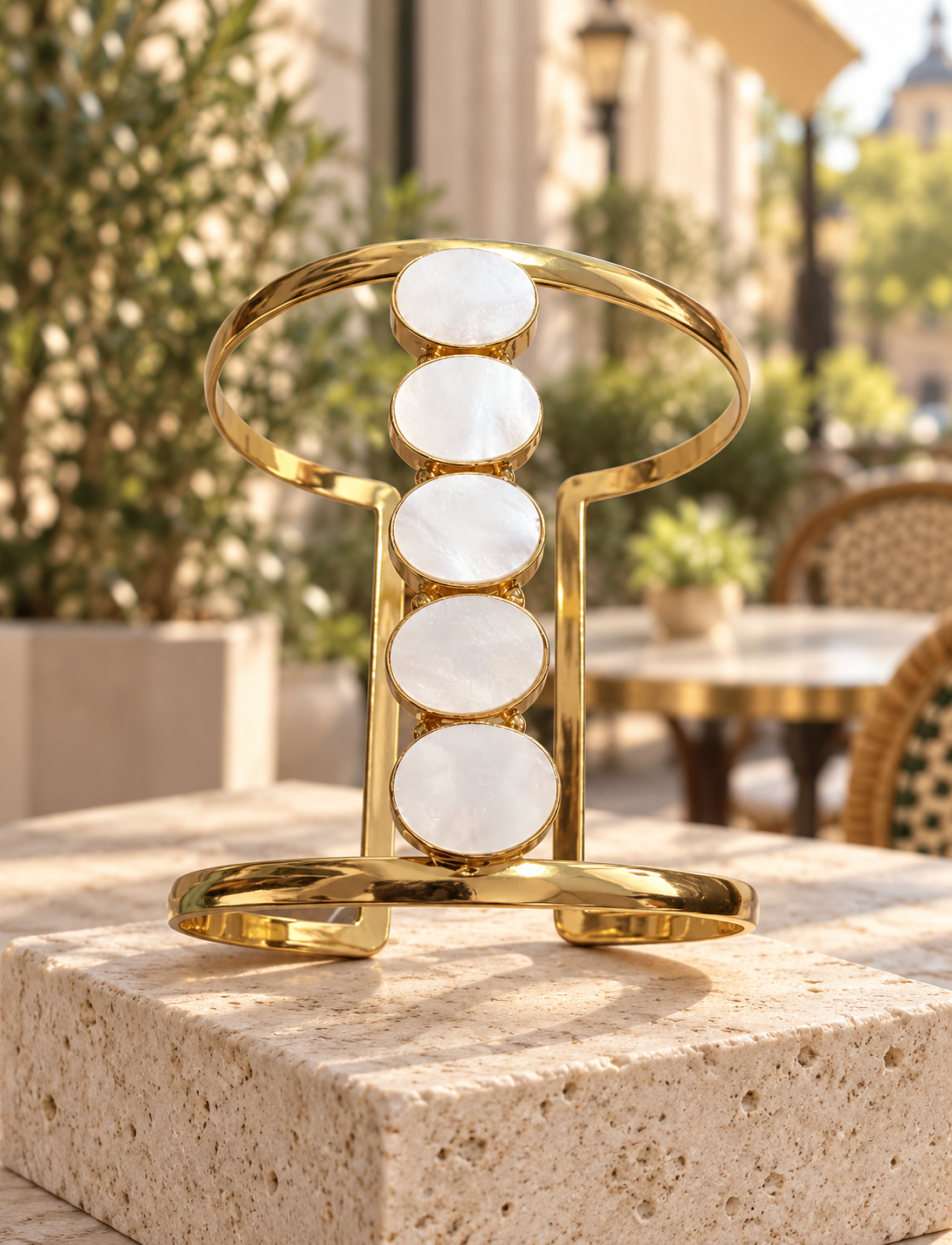 Sculptural Mother-of-Pearl Cuff Bracelet