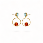 Blue Catseye Handmade Gold Earrings