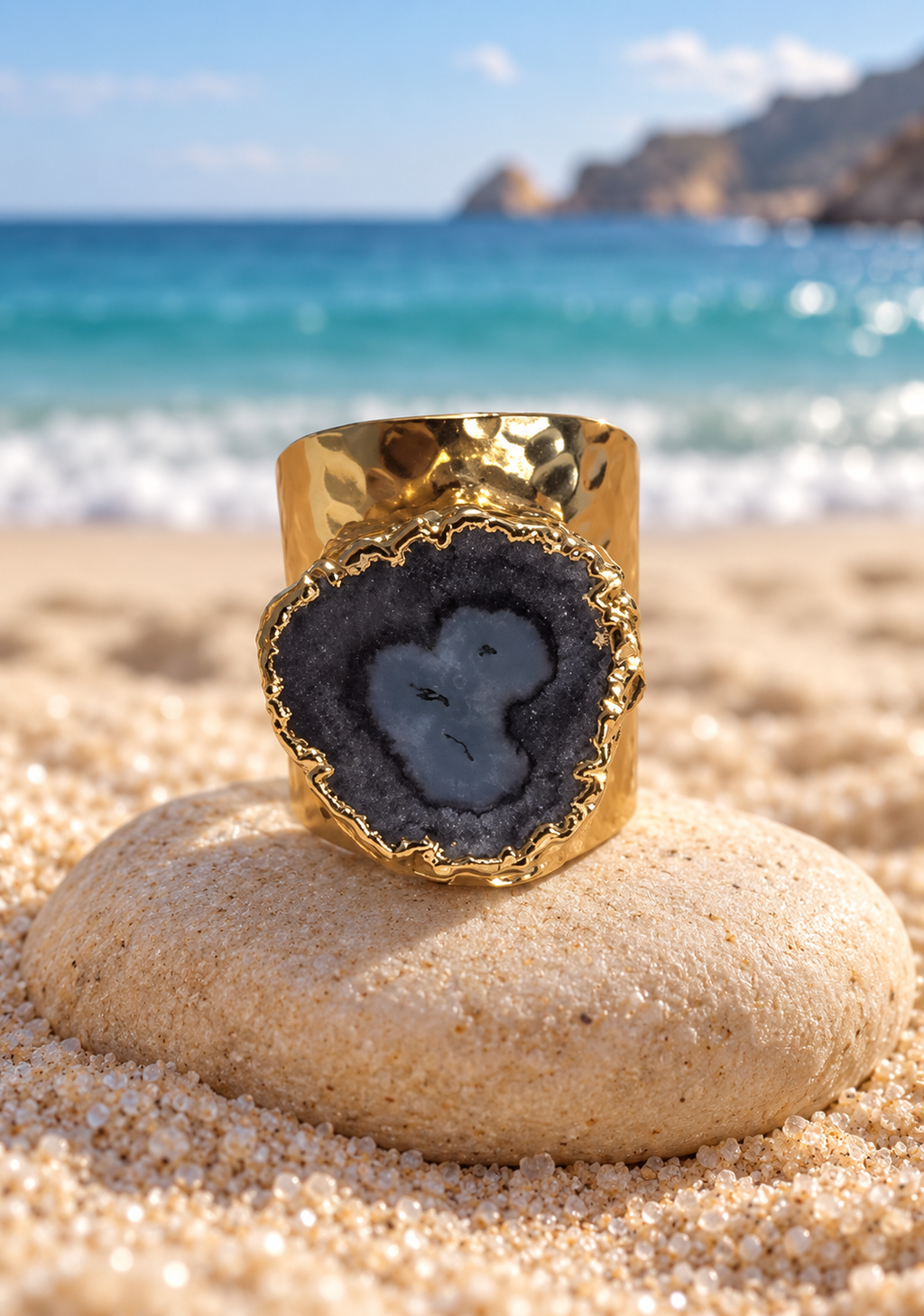 Midnight Geode Adjustable Ring