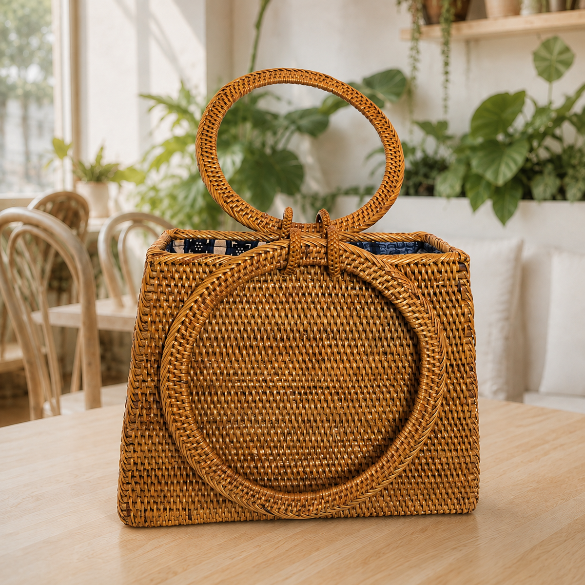 Ata Grass Mini Tote - Circular Handles - Boho Style