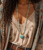 Amazonite Beaded Necklace | Handmade Boho Heart Necklace