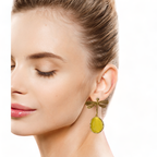 Mustard Yellow Catseye Dragonfly Handmade Gold Earrings