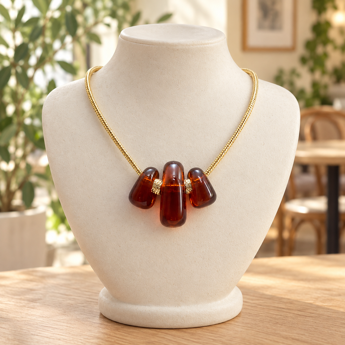 Amber Glow Sculptural Necklace