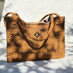 Handwoven Tote - Diamond Motif - Honey