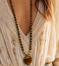 Tiger Eye Beaded Necklace | Handmade Boho Heart Necklace