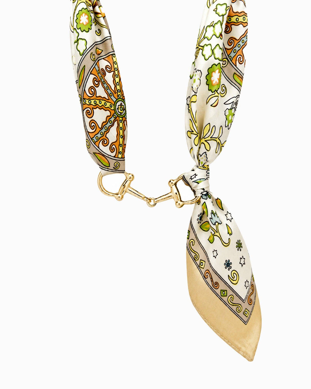 Horse Bit Silk Scarf Chocker Necklace: Green