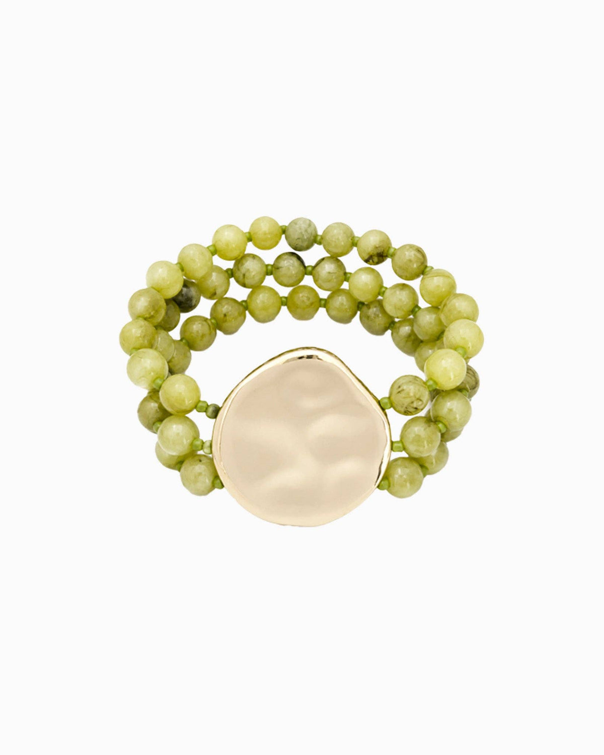 Organic Marbled Bead Layered Statement Bracelet: Olive