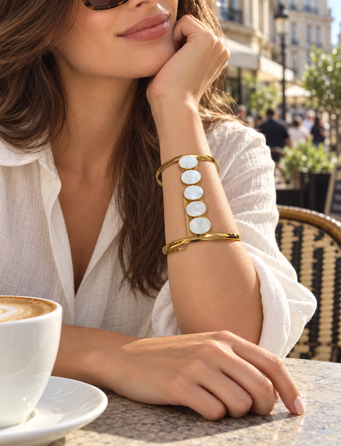 Sculptural Mother-of-Pearl Cuff Bracelet