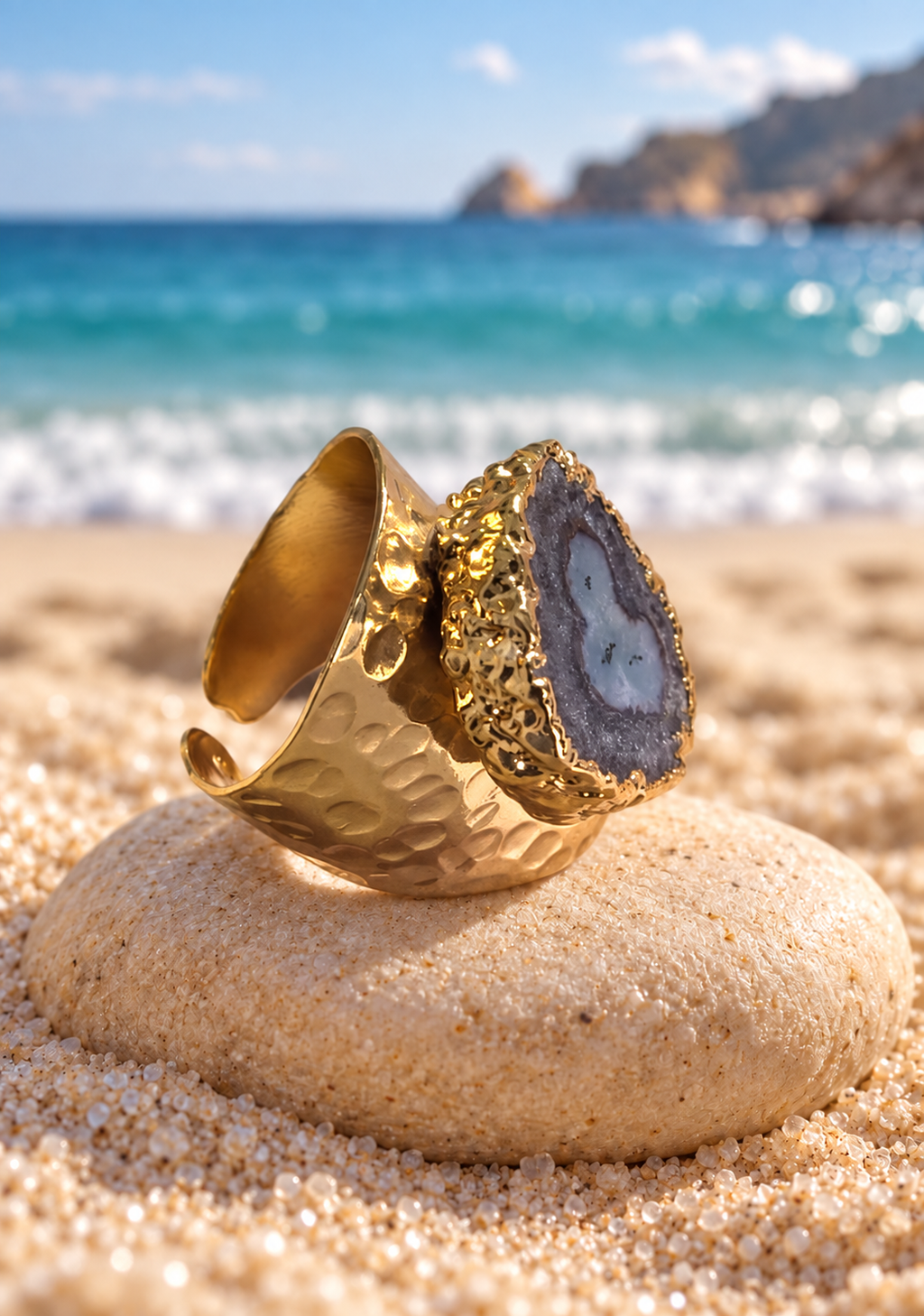 Midnight Geode Adjustable Ring
