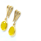 Yellow Catseye Handmade Gold Earrings