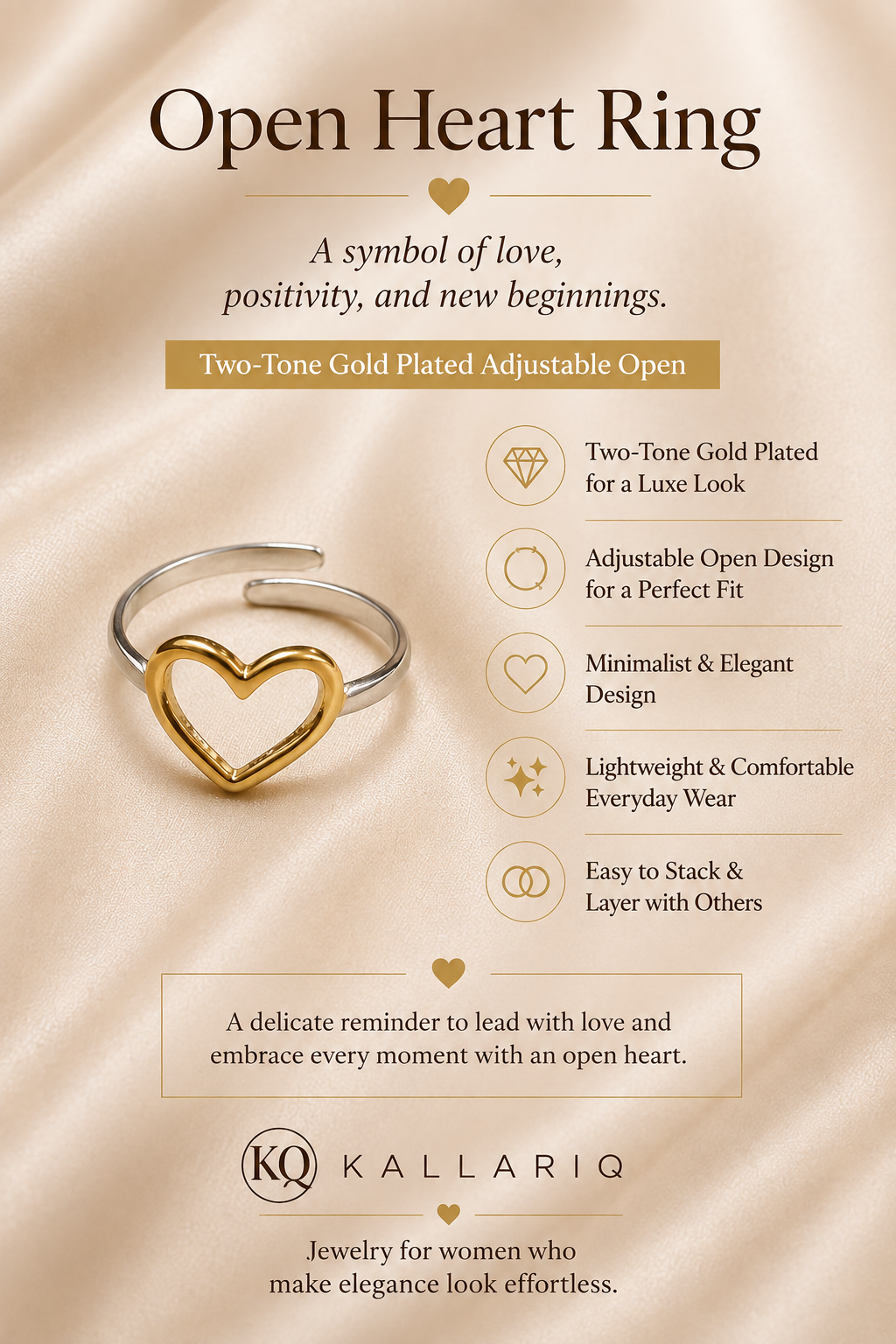 Open Heart Two-Tone Ring