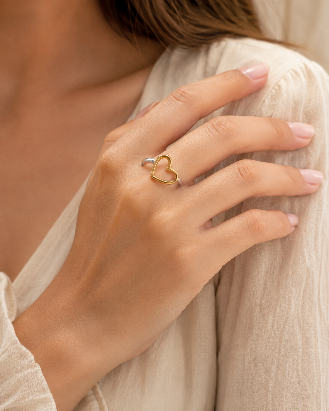 Open Heart Two-Tone Ring