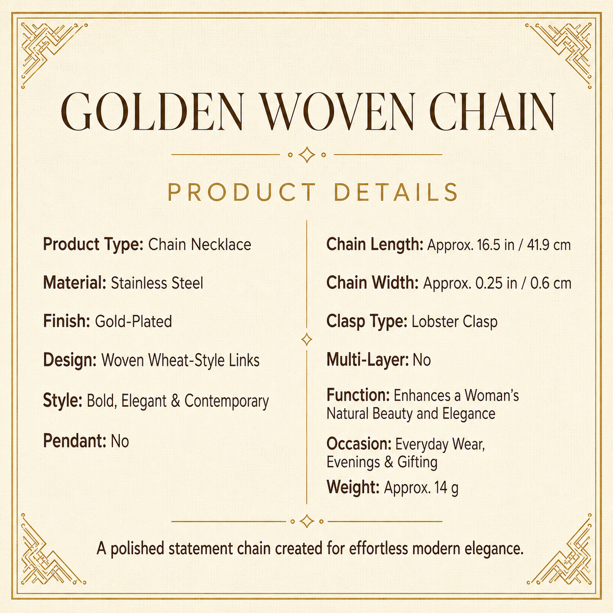 Golden Woven Statement Chain